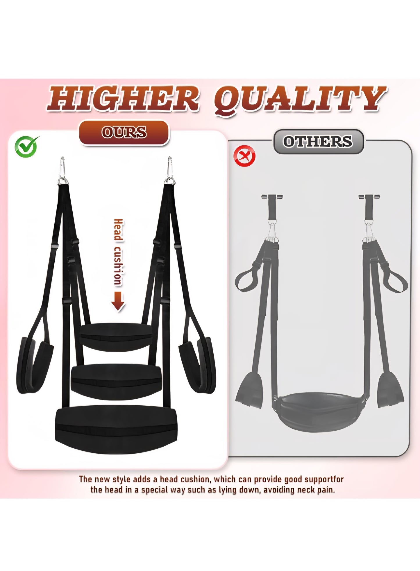Sex Swing Adjustable BDSM Toys Sex Straps with Widened Comfortable Seat Adjustable Sex Furniture for Women's Pleasure BDSM Sex Toys Set for Adults (Black)