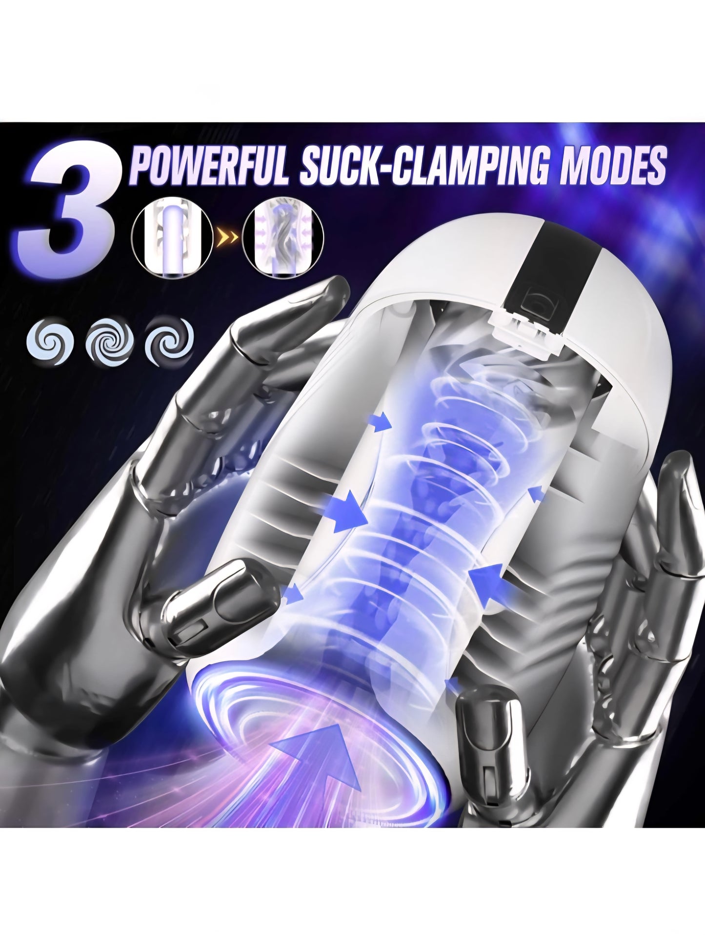 Automatic Male Masturbator Cup for Men, Open Ended Male Sex Toys for Penis Stroker with 3 Clamping Sucking & 7 Vibrating Modes, Pocket Pussy Penis Vibrator Male Blowjob Machine Adult Toys for Men