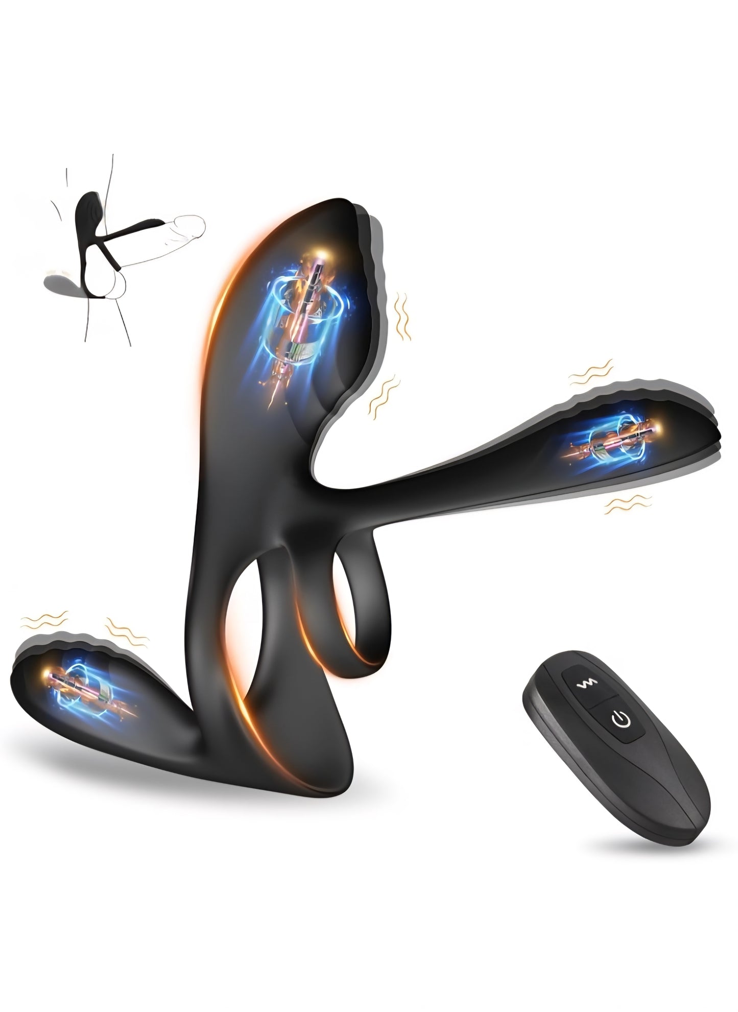 Vibrating Cock Ring Sex Toys for Men - 4 in 1 Penis Ring Perineum & Clitoral & G-Spot &Testicle Massage Stimulator with 10 Modes Adult Toy for Longer Harder Stronger for Male Female Couples Pleasure