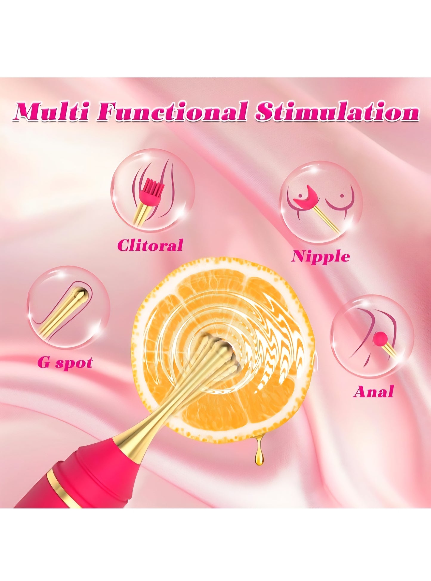 Vibrator Wand Female Adult Sex Toys for Women, 4 in 1 Squirting Vibrator with 10 Modes Pinpoint Clitoral G-Spot Dildo Nipple Stimulator High Frequency Mini Bullet Vibrators 3 Silicone Head