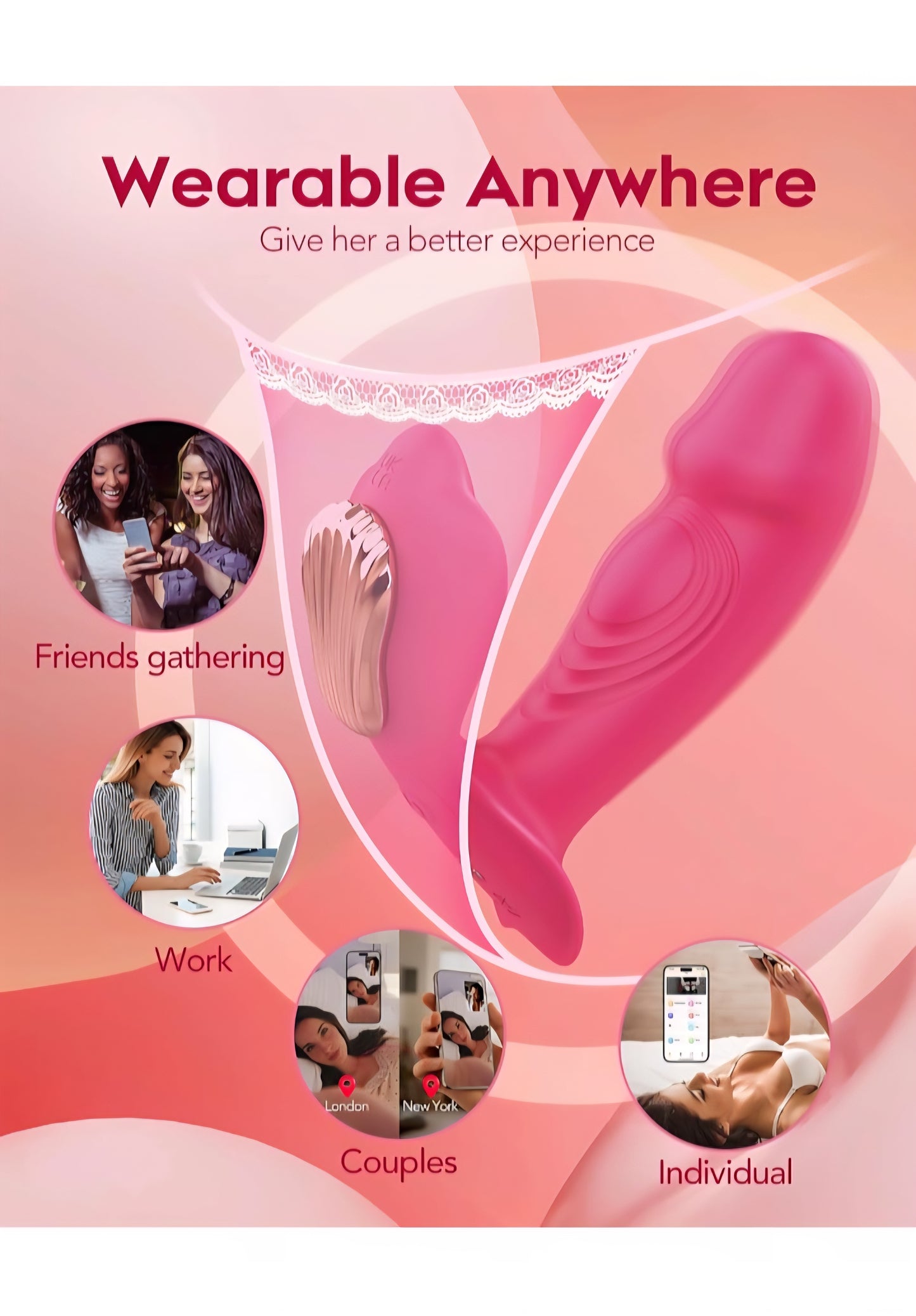 Sex Toys Remote Control Vibrator - UTIMI App Wearable G Spot Dildo Vibrators with 9 Tapping & Vibration Modes, Panty Vibration for Women Clitoral Stimulator, Female Adult Sex Toy for Couples Games