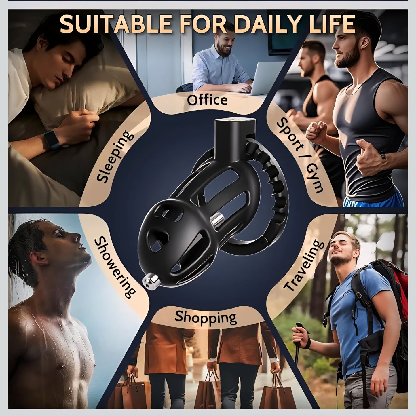 Male Chastity Cage Sex Toys – Lightweight Chastity Device with 8-Size Adjustable Cock Ring &Soft Urethral Catheter, Cock Cage Bondage Gear for Penis Exercise Control, Adult Toys for Men Beginners