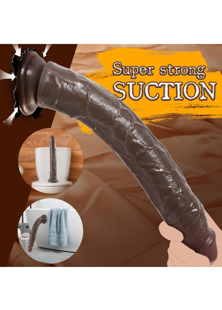14 Inch Realistic Long Dildo, XXXL Huge BBC Big Black Dildo Giant Thick Dildos with Small Glans, G-spot Stimulate Prostate Massager Anal Butt Plug Sex Toys for Men/Women/Couples with Suction Cup