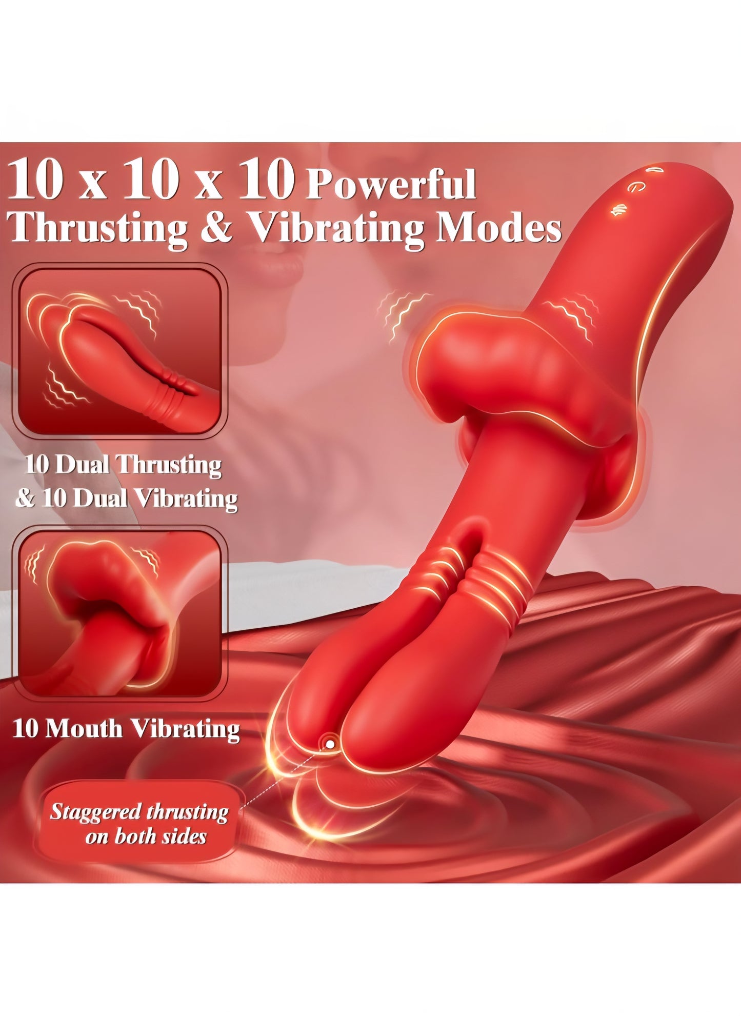 Thrusting Vibrator Sex Toys for Women - Adult Toys G Spot Vibrators with 10 Thrusting 10 Vibrating 10 Clitoral Vibration, Female Nipple Stimulator Double Dildo Rabbit Adult Sex Toys & Games for Couple