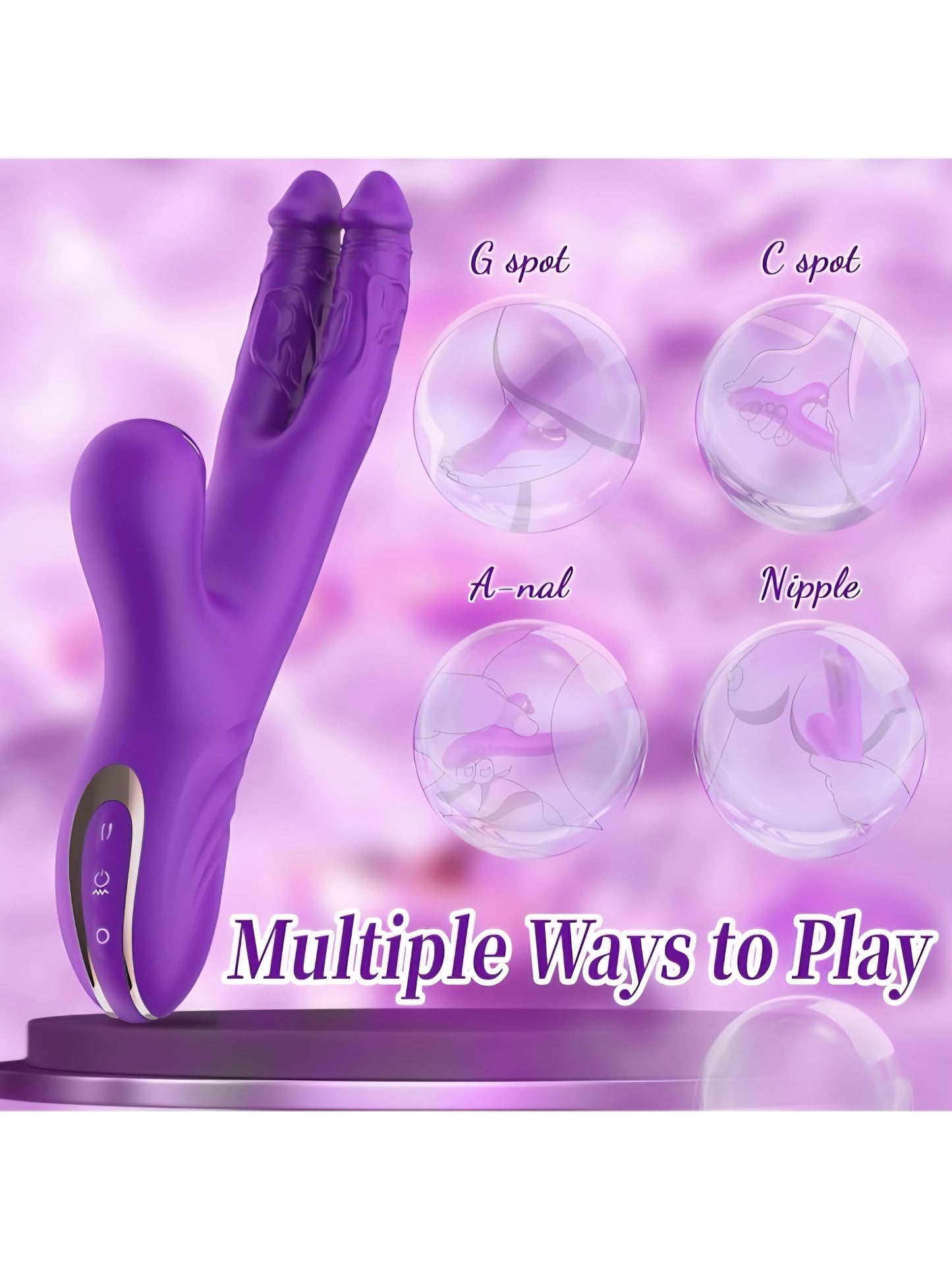 G Spot Vibrator Sex Toys for Women, 3 in 1 Dual Dildo Rabbit Vibrators with 6 Come-Hither Motion & 10 Vibrating & 7 Pulsing Modes, Finger Vibrator Female Adult Toy for G Spot Clit Nipple Stimulation