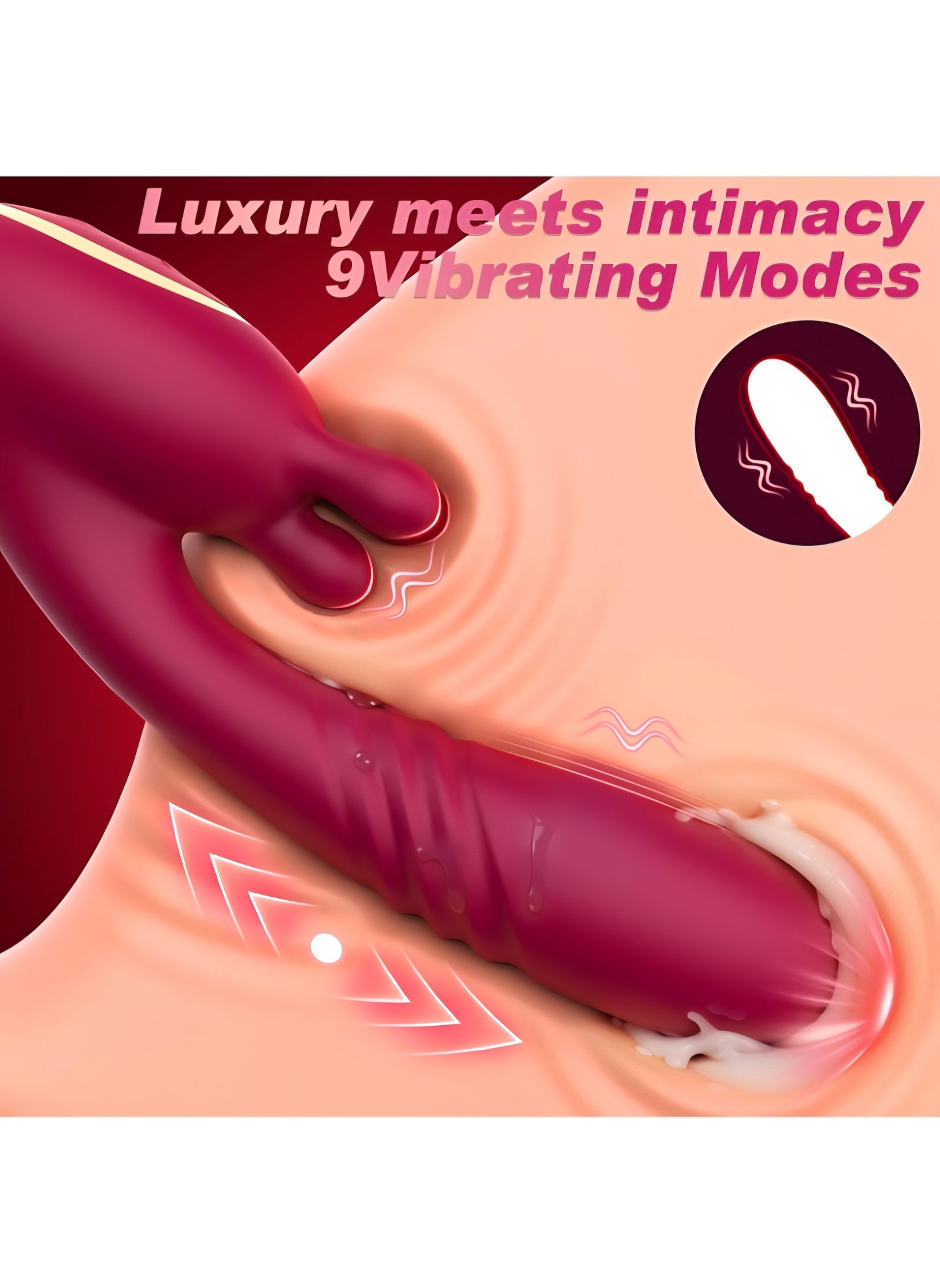 Vibrator Dildo Sex Toys for Women - 3 in 1 Rose Sex Toy with G Spot Thrusting Vibrators, 9 Thrusting, 9 Vibration, 9 Kneading Clitoral, Nipple Stimulation, Pleasure Tools for Female, Couples Games