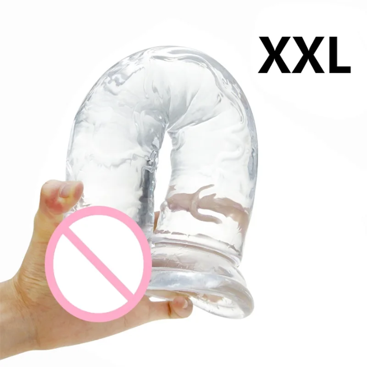 Textured Crystal Soft Silicone Dildo with Strong Suction Base – XS & XL Sizes Available