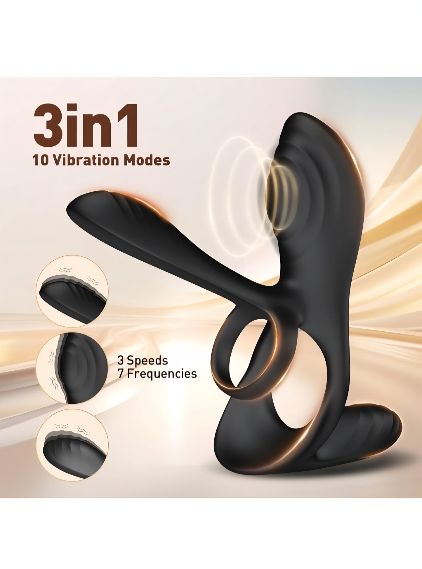 Vibrating Cock Ring Sex Toys for Men - 4 in 1 Penis Ring Perineum & Clitoral & G-Spot &Testicle Massage Stimulator with 10 Modes Adult Toy for Longer Harder Stronger for Male Female Couples Pleasure
