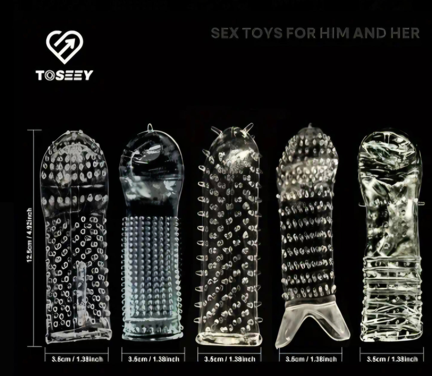 5 Piece Reusable Wolf Condom Sleeve