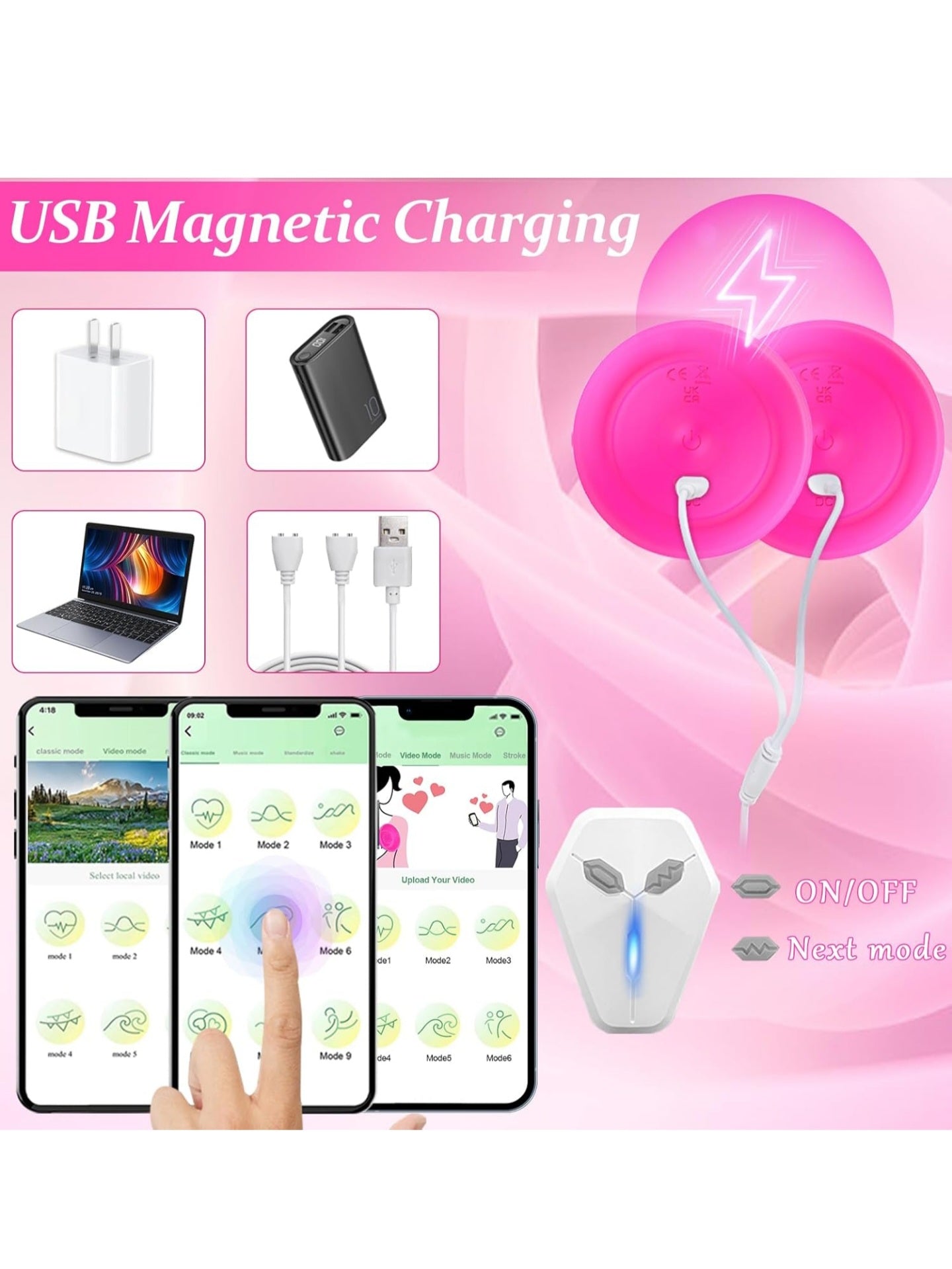 Nipple Toy Vibrator for Women with Remote Control, Wireless Nipple Clamps Sucking with 10 Vibrating Modes, APP Remote Control Nipple Toys for Women Couples, Adult Sex Toys for Women Couples