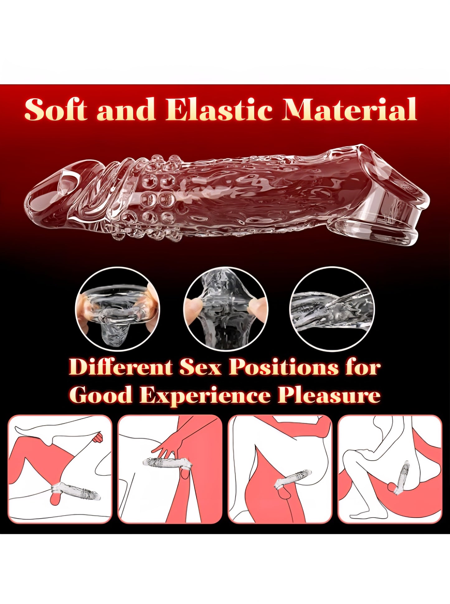 Penis Sleeve with Cock Ring Sex Toys for Male, Ultra-Soft Silicone Cock Sleeve, Reusable Penis Cuff Thickened Testicle Ring Male Adult Toys, Penis Extender and Penis Enlarger for MenPenis Sleeve with Cock Ring Sex Toys for Male, Ultra-Soft Silicone Cock S