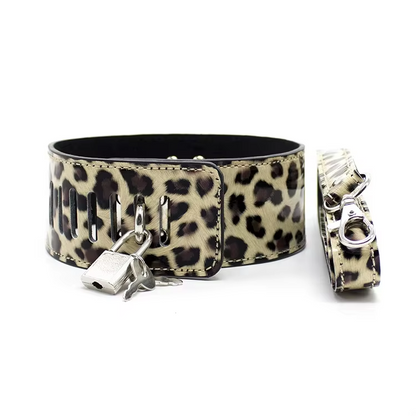 10-Piece Yellow Leopard Print Bondage Set – PU Leather