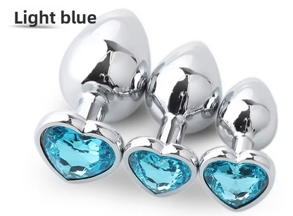 3Pcs Set Luxury Metal Butt Toys Heart Shaped Anal Trainer Jewel Butt Plug Kit S&M for Beginners Couples Large/Medium/Small. Experience the pleasure of fullness and anal stimulation.