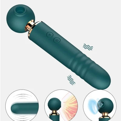 Power Rider Adult Sex Toys Women Sex Toy - 3 in 1 Upgrade Thrusting Dildo with 10 Air Pulsing Suctions & 10 Thrusting & Finger Vibrator Bullet Vibrating Sucking for Her Pleasure Clitoral Anal Stimulation