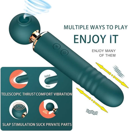 Power Rider Adult Sex Toys Women Sex Toy - 3 in 1 Upgrade Thrusting Dildo with 10 Air Pulsing Suctions & 10 Thrusting & Finger Vibrator Bullet Vibrating Sucking for Her Pleasure Clitoral Anal Stimulation