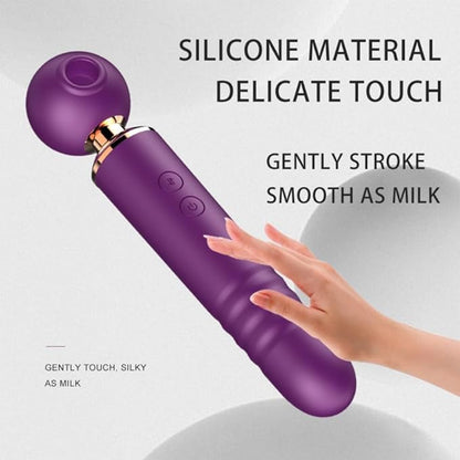 Power Rider Adult Sex Toys Women Sex Toy - 3 in 1 Upgrade Thrusting Dildo with 10 Air Pulsing Suctions & 10 Thrusting & Finger Vibrator Bullet Vibrating Sucking for Her Pleasure Clitoral Anal Stimulation