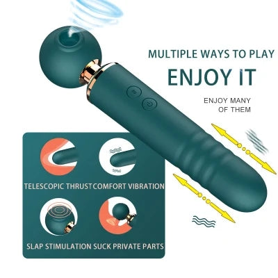 Power Rider Adult Sex Toys Women Sex Toy - 3 in 1 Upgrade Thrusting Dildo with 10 Air Pulsing Suctions & 10 Thrusting & Finger Vibrator Bullet Vibrating Sucking for Her Pleasure Clitoral Anal Stimulation