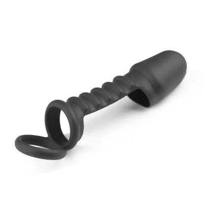 Black silicone cock enlargement/extender condom cock/penis ring system for men