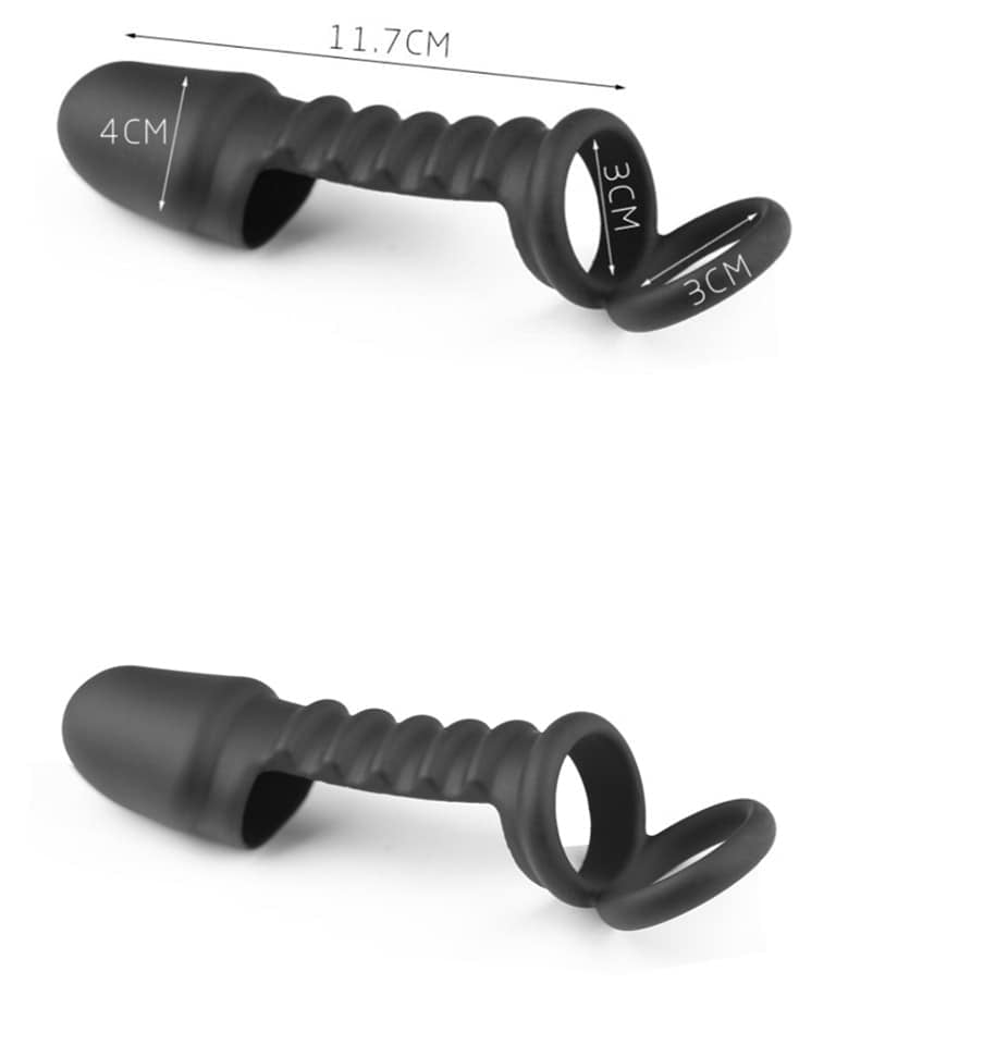 Black silicone cock enlargement/extender condom cock/penis ring system for men