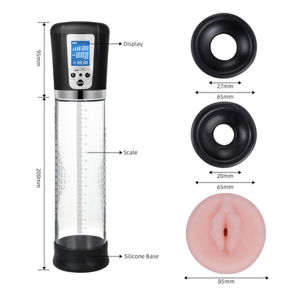 11.8 Inch Automatic USB Rechargeable Penis Pump With Digital Display