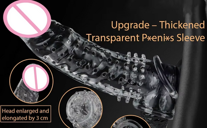 8.6 Inch Penis Sleeve Extender, Condom Sleeve, Ribbed, Adds 1.2 Inch and 33% Girth