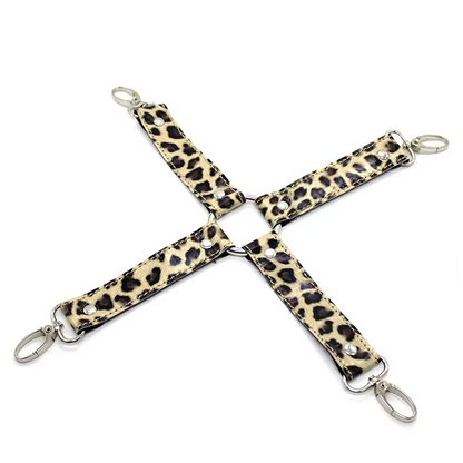 10-Piece Yellow Leopard Print Bondage Set – PU Leather