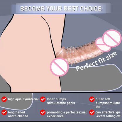 8.6 Inch Penis Sleeve Extender, Condom Sleeve, Ribbed, Adds 1.2 Inch and 33% Girth