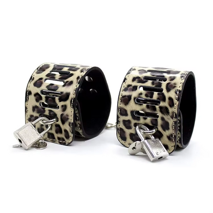 10-Piece Yellow Leopard Print Bondage Set – PU Leather