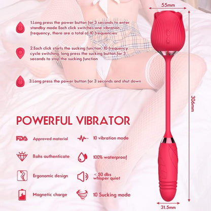 Rose Sex Toys for Women, Clitoris Vibrator with 10 Sucking & Vibrating Female Sex Toy, Dildo Thrusting Vibrator with 10 Thrusting Patterns, Adult Sex Toys
Rose Sex Toy opens the door to an unforgettable