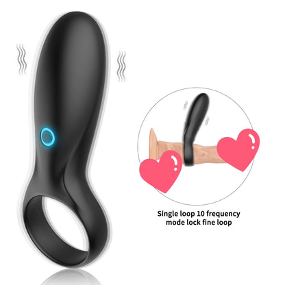 Full Silicone Vibrating Cock Ring - Waterproof Rechargeable Penis Ring Vibrator - Sex Toy for Male or Couples