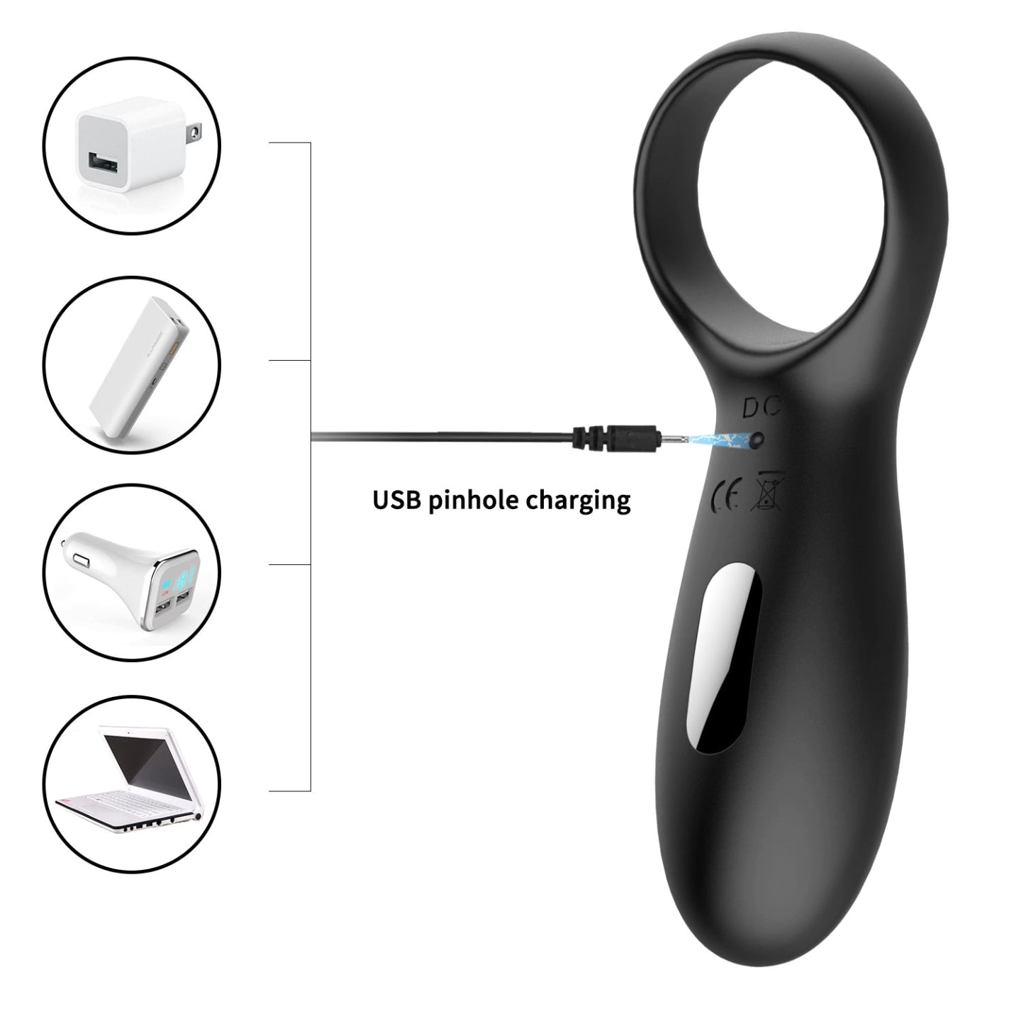 Full Silicone Vibrating Cock Ring - Waterproof Rechargeable Penis Ring Vibrator - Sex Toy for Male or Couples