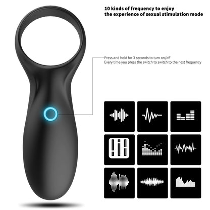 Full Silicone Vibrating Cock Ring - Waterproof Rechargeable Penis Ring Vibrator - Sex Toy for Male or Couples