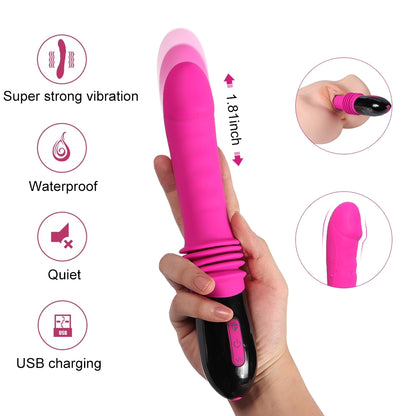 9.8 Inch G Spot Thrust Vibrator, Adult Sex Toys, Clitoral Stimulator Dildo, 10 Vibrational Modes, 1.8 of Thrust, USB Rechargeable, Female or Couples Entertainment