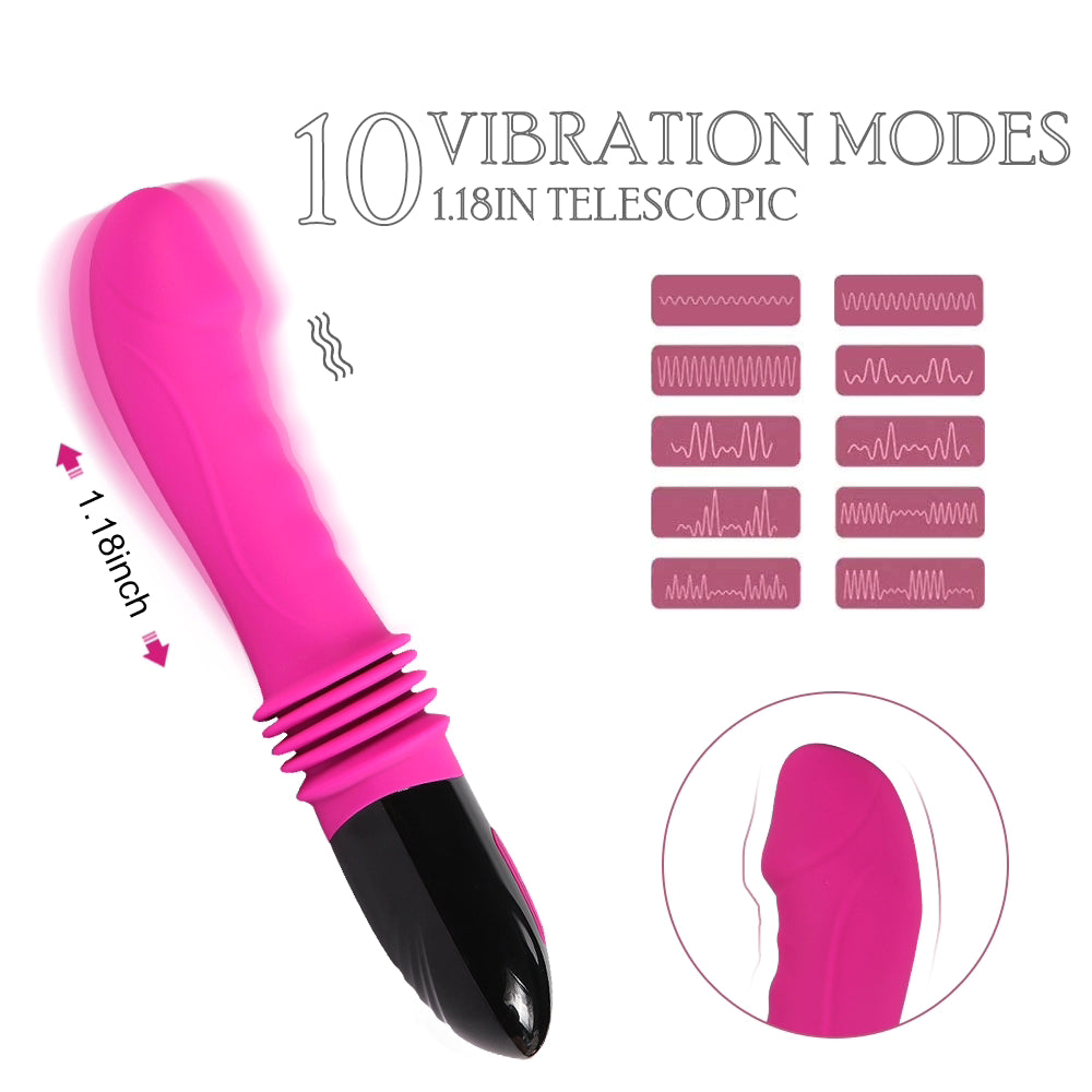 9.8 Inch G Spot Thrust Vibrator, Adult Sex Toys, Clitoral Stimulator Dildo, 10 Vibrational Modes, 1.8 of Thrust, USB Rechargeable, Female or Couples Entertainment