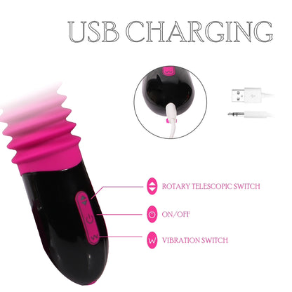 9.8 Inch G Spot Thrust Vibrator, Adult Sex Toys, Clitoral Stimulator Dildo, 10 Vibrational Modes, 1.8 of Thrust, USB Rechargeable, Female or Couples Entertainment