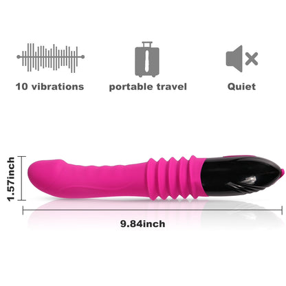 9.8 Inch G Spot Thrust Vibrator, Adult Sex Toys, Clitoral Stimulator Dildo, 10 Vibrational Modes, 1.8 of Thrust, USB Rechargeable, Female or Couples Entertainment