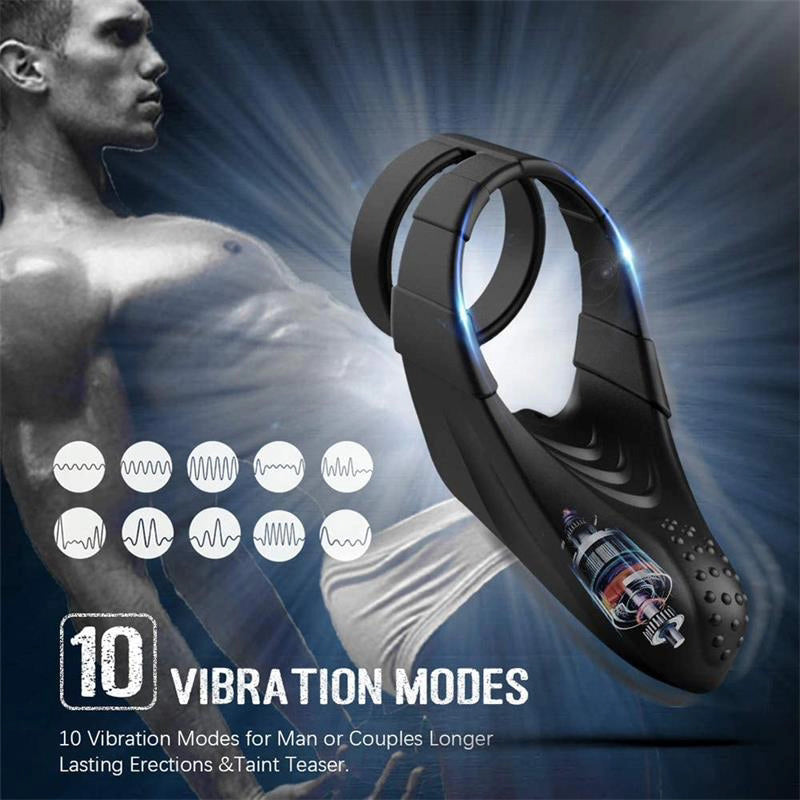 Dual Cock Ring Vibrator, Dual Motor Cock Ring for Penis Erection, Penis Stimulator with 10 Vibration Modes, Penis Erection Massager Toys for Couples