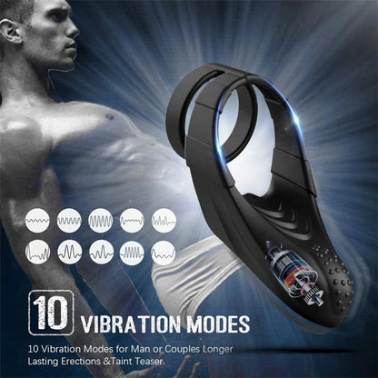 Dual Cock Ring Vibrator, Dual Motor Cock Ring for Penis Erection, Penis Stimulator with 10 Vibration Modes, Penis Erection Massager Toys for Couples