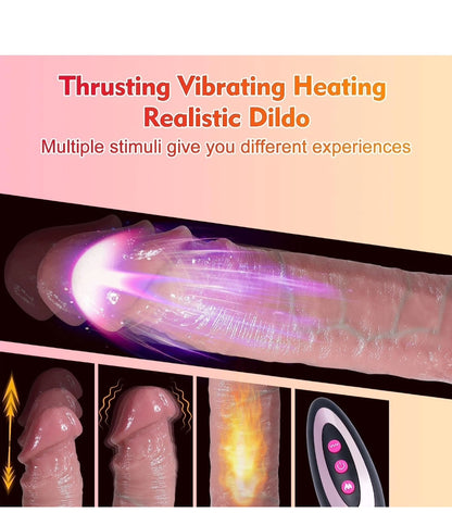 Thrusting Dildo Vibrator Sex Toys - Adult Female Sex Toy Realistic Penis G Spot Vagina Silicone Strapless Strap-On Dildos Stimulator with 7 Modes & Suction Cup, Adult Sex Toys & Games for Women, 8.7"