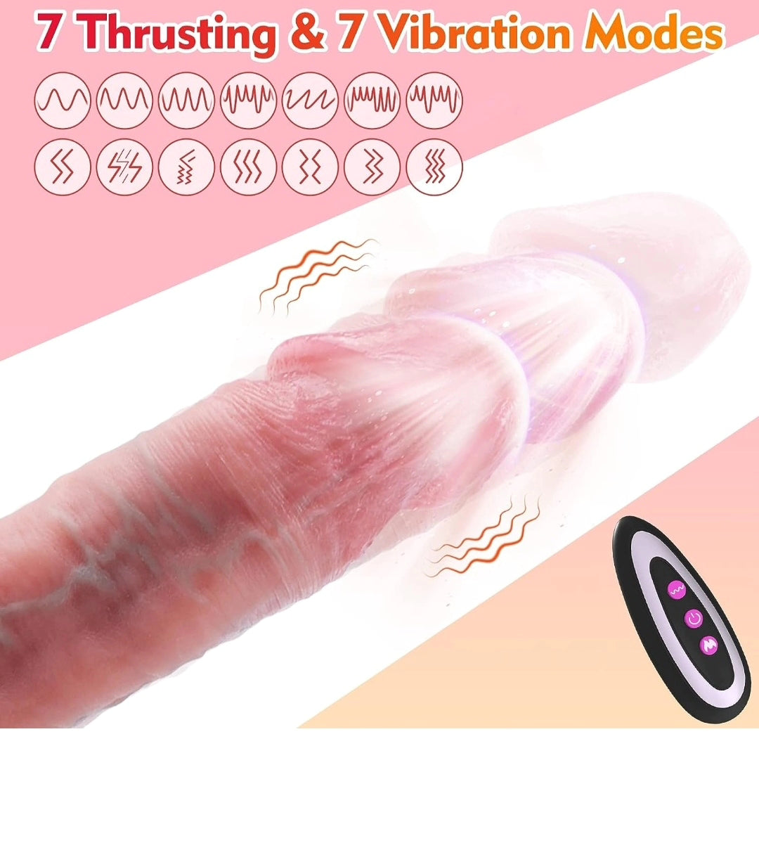 Thrusting Dildo Vibrator Sex Toys - Adult Female Sex Toy Realistic Penis G Spot Vagina Silicone Strapless Strap-On Dildos Stimulator with 7 Modes & Suction Cup, Adult Sex Toys & Games for Women, 8.7"