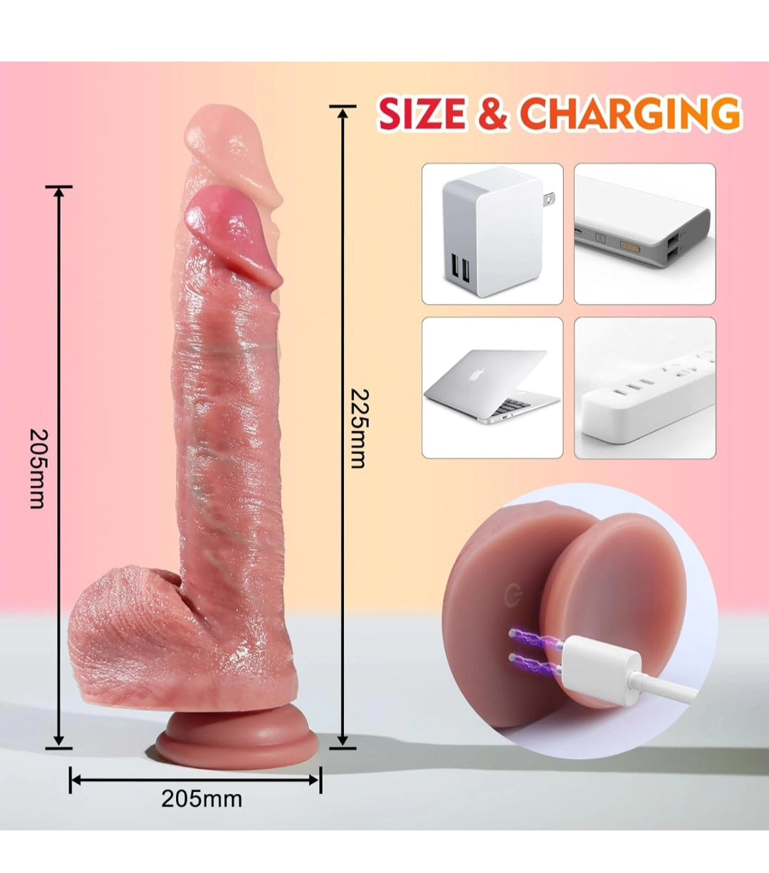 Thrusting Dildo Vibrator Sex Toys - Adult Female Sex Toy Realistic Penis G Spot Vagina Silicone Strapless Strap-On Dildos Stimulator with 7 Modes & Suction Cup, Adult Sex Toys & Games for Women, 8.7"