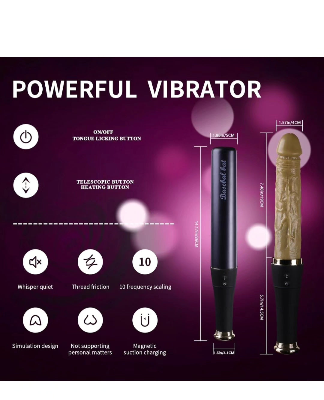 Realistic Thrusting Dildo, Heated Dildo Vibrator Sex Machine for Women Couple, 7.52 inches Vaginal/ Anal Dildo with 10 Thrusting & 10 Vibrating Modes for G Spot Sex Toys