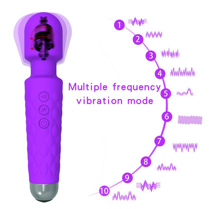 Magic Wand Massager, USB Rechargeable, 8 Powerful Speeds & 20 Pulsating Patterns for Intense Pleasure and Arousal.