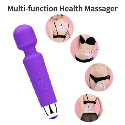 Magic Wand Massager, USB Rechargeable, 8 Powerful Speeds & 20 Pulsating Patterns for Intense Pleasure and Arousal.