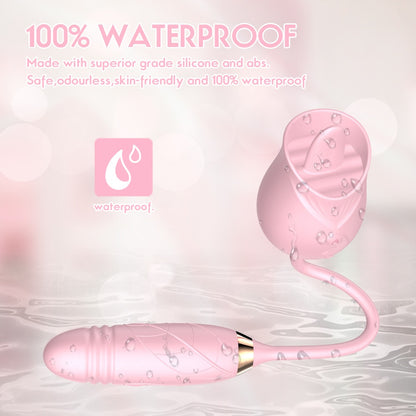 Rose Bilullet Vibrator Sex Toys for Women, Rose Adult Toys with G Spot Vibrators Nipple Clit Anal Rose Sex Toy - 9 Modes, Hands-Free Thrusting Dildos, Soft Tongue Licking, Couples Female Adult Sex Toys Games