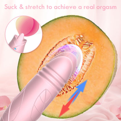 Rose Bilullet Vibrator Sex Toys for Women, Rose Adult Toys with G Spot Vibrators Nipple Clit Anal Rose Sex Toy - 9 Modes, Hands-Free Thrusting Dildos, Soft Tongue Licking, Couples Female Adult Sex Toys Games