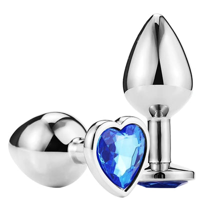 3Pcs Set Luxury Metal Butt Toys Heart Shaped Anal Trainer Jewel Butt Plug Kit S&M for Beginners Couples Large/Medium/Small. Experience the pleasure of fullness and anal stimulation.