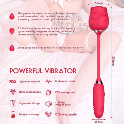 Rose Sex Toys for Women, Clitoris Vibrator with 10 Sucking & Vibrating Female Sex Toy, Dildo Thrusting Vibrator with 10 Thrusting Patterns, Adult Sex Toys
Rose Sex Toy opens the door to an unforgettable