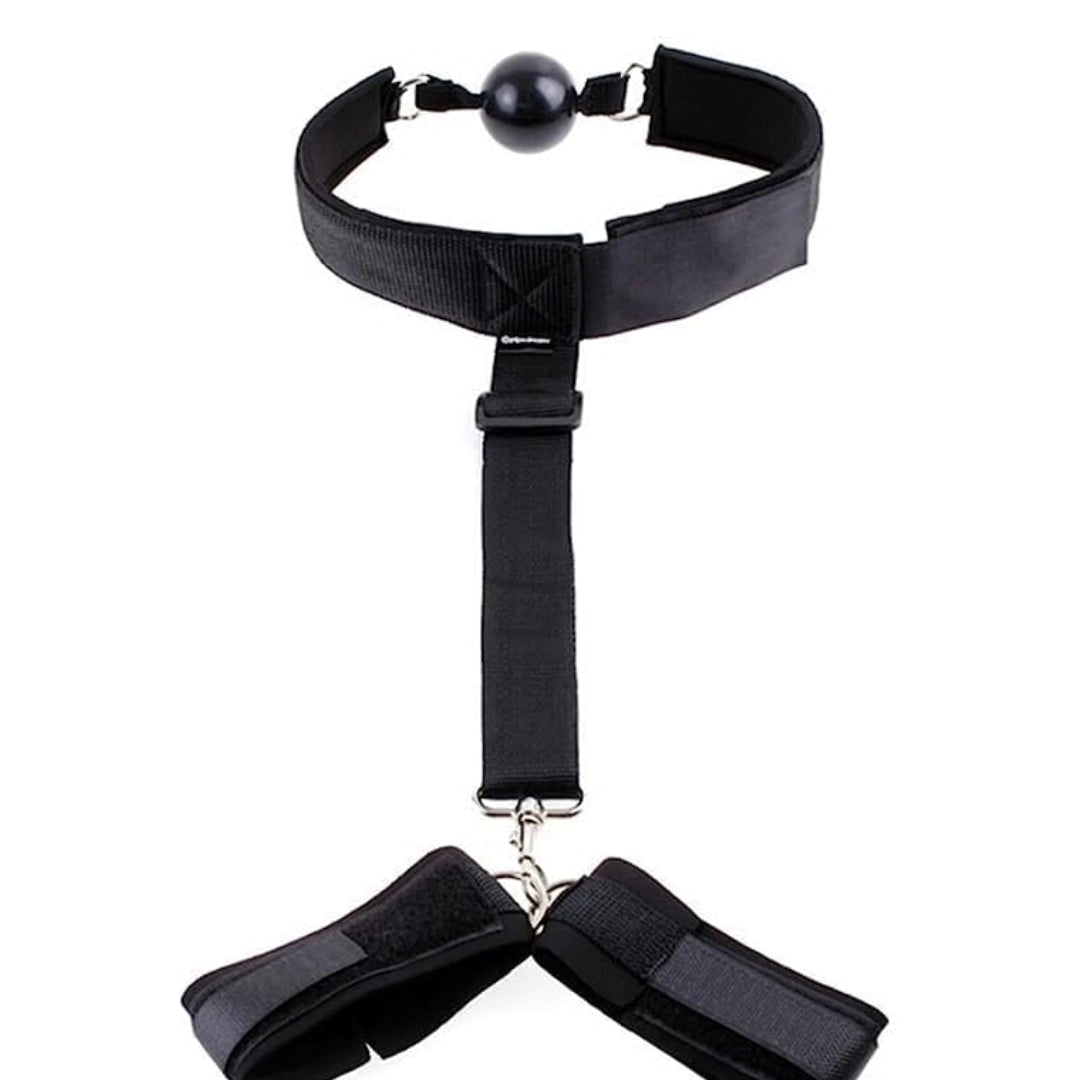 SM Games Sex Toys Sex Furniture Mouth to Wrist Behind Back Bondage Restraints,Black Silicone Play Restraints Kit，Adjustable BDSM Set for Adult Couples Sweater Yoga