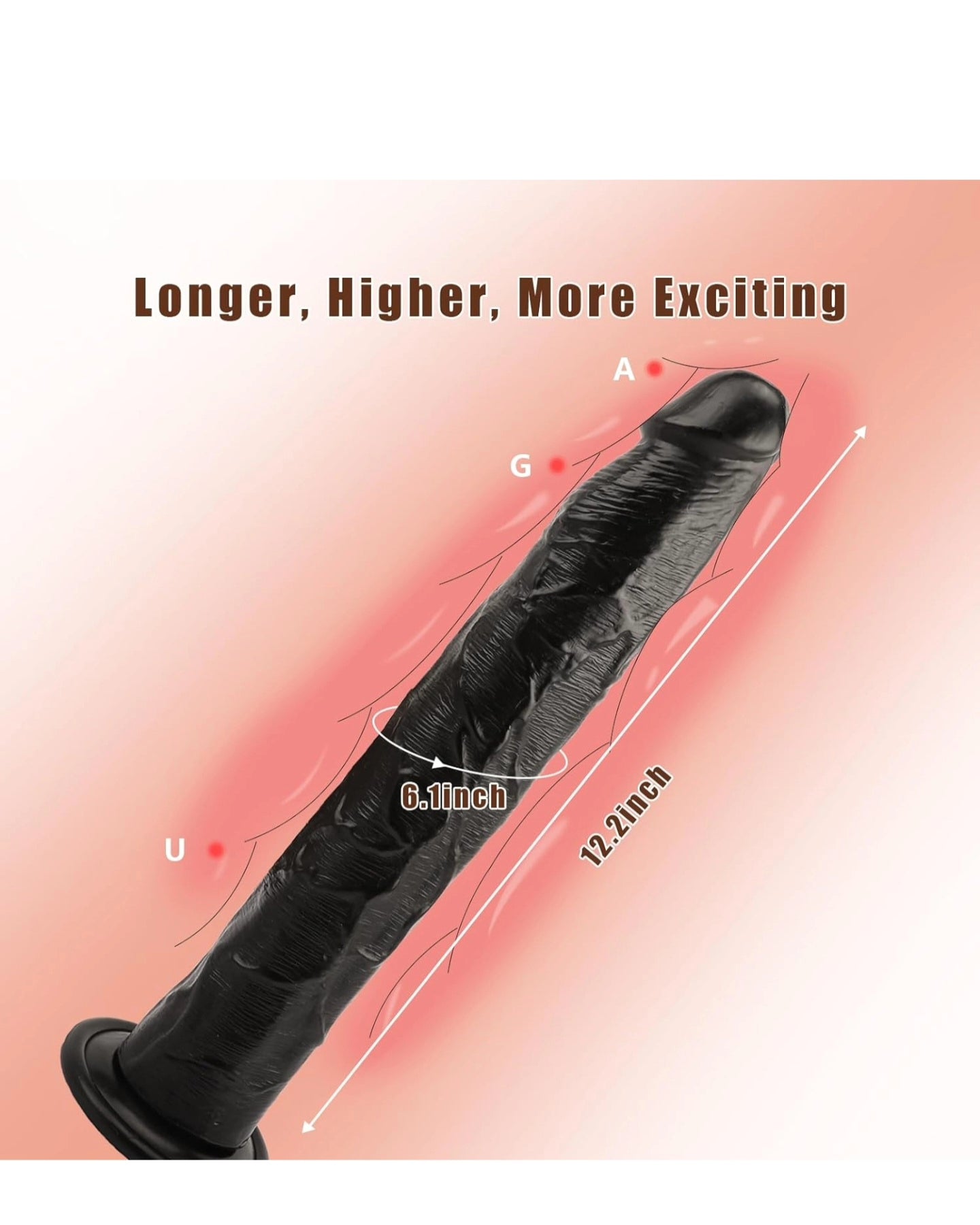 Realistic Dildo with Small Glans, Balls-Free 13.4 Inch Big Dildo Black Jelly Dildo with Strong Suction Cup, Adult Product Sex Toy for WomenTop